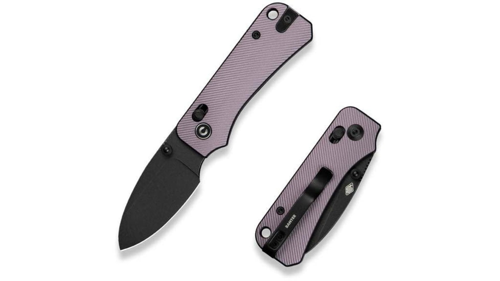 Civivi Knives Baby Banter 2 2.34: Folding Drop Point Plain Black Stonewashed Nitro-V Steel Blade, Purple Textured Aluminum Handle,C23074-2