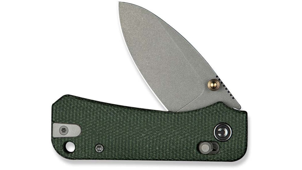 Civivi Knives Baby Banter 2 2.34 Folding Drop Point Plain Gray Stonewashed Nitro-V Steel Blade, Green Textured Canvas Micarta Handle,C23074-3