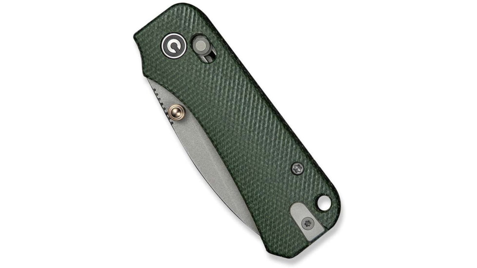 Civivi Knives Baby Banter 2 2.34 Folding Drop Point Plain Gray Stonewashed Nitro-V Steel Blade, Green Textured Canvas Micarta Handle,C23074-3