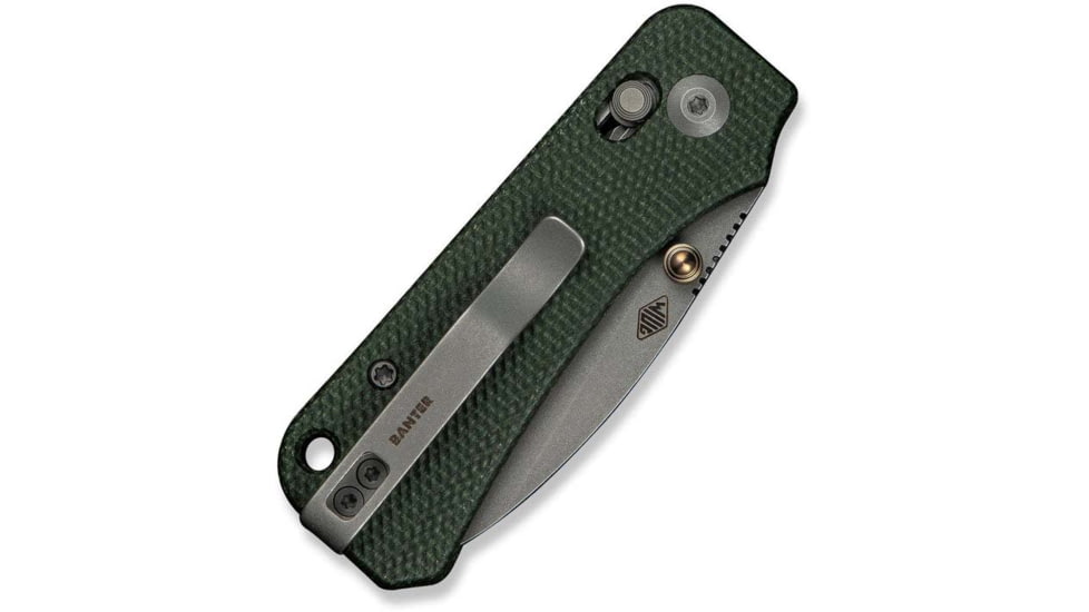 Civivi Knives Baby Banter 2 2.34 Folding Drop Point Plain Gray Stonewashed Nitro-V Steel Blade, Green Textured Canvas Micarta Handle,C23074-3