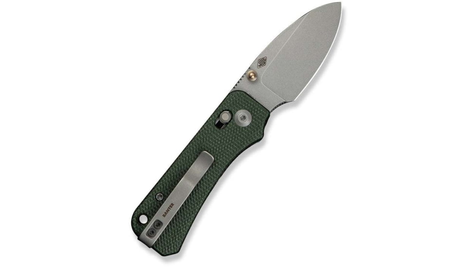 Civivi Knives Baby Banter 2 2.34 Folding Drop Point Plain Gray Stonewashed Nitro-V Steel Blade, Green Textured Canvas Micarta Handle,C23074-3