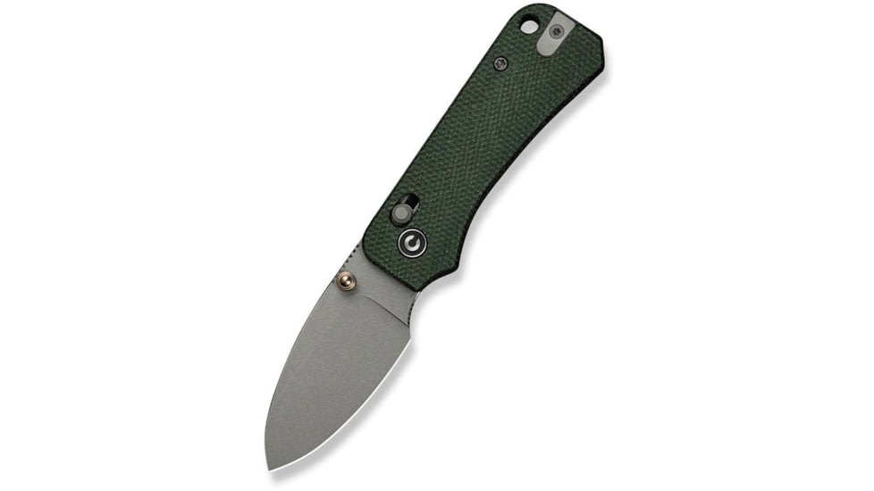 Civivi Knives Baby Banter 2 2.34 Folding Drop Point Plain Gray Stonewashed Nitro-V Steel Blade, Green Textured Canvas Micarta Handle,C23074-3