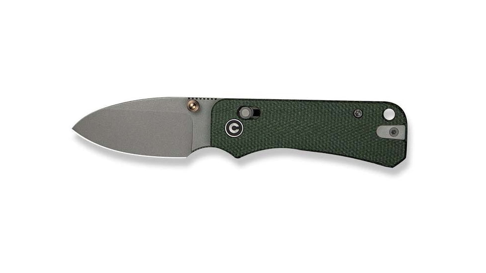 Civivi Knives Baby Banter 2 2.34 Folding Drop Point Plain Gray Stonewashed Nitro-V Steel Blade, Green Textured Canvas Micarta Handle,C23074-3