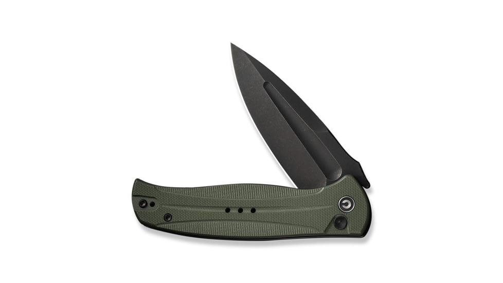 Civivi Knives Incindie 3.48 Folding Spear Point Plain Black Stonewashed 14C28N Steel Blade, OD Green Textured G10 Handle,C23053-2