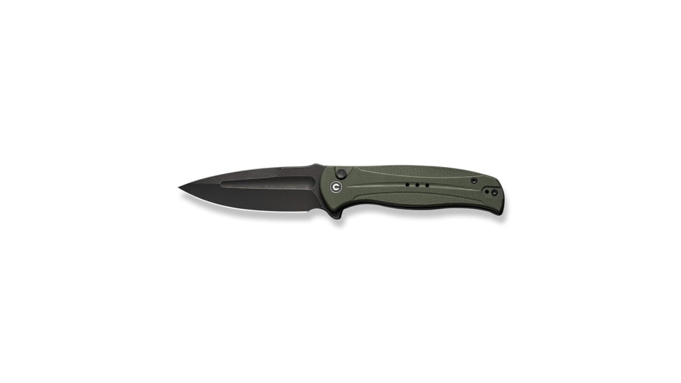 Civivi Knives Incindie 3.48 Folding Spear Point Plain Black Stonewashed 14C28N Steel Blade, OD Green Textured G10 Handle,C23053-2