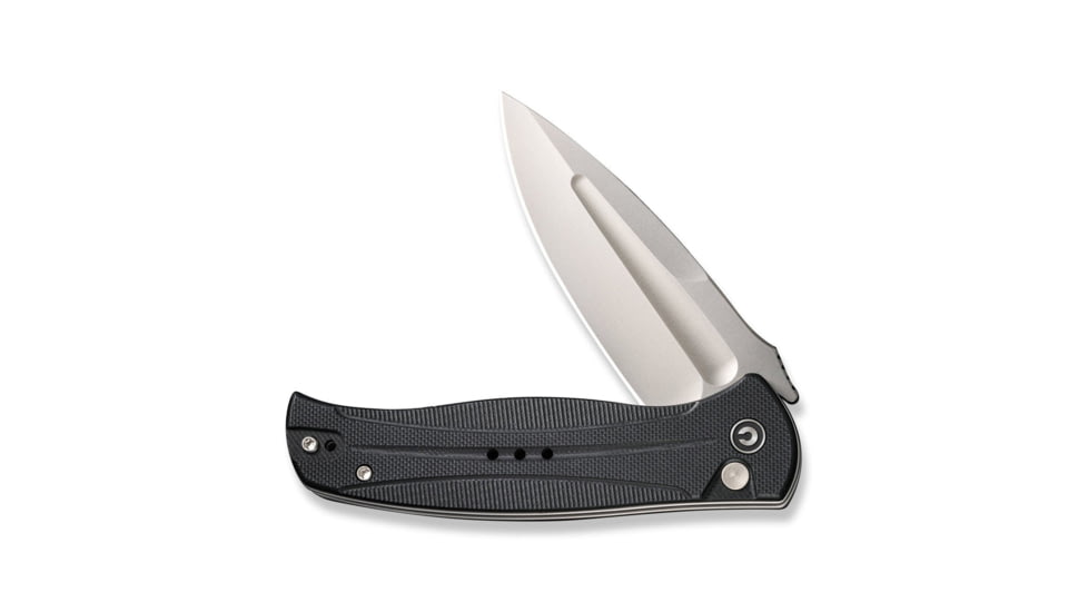 Civivi Knives Incindie 3.48 Folding Spear Point Plain Stonewashed 14C28N Steel Blade, Black Textured G10 Handle,C23053-3