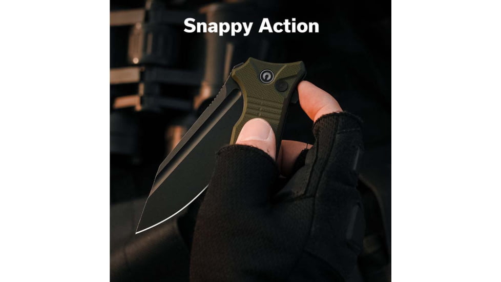 Civivi Knives Neurohaptic EDC 3.74 Folding Clip Point Plain Black Stonewashed Nitro-V Steel Blade, OD Green Textured G10 Handle,C23080-3