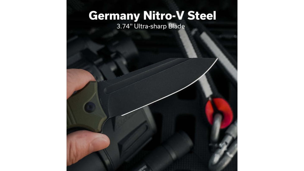 Civivi Knives Neurohaptic EDC 3.74 Folding Clip Point Plain Black Stonewashed Nitro-V Steel Blade, OD Green Textured G10 Handle,C23080-3