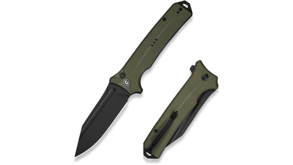 Civivi Knives Neurohaptic EDC 3.74 Folding Clip Point Plain Black Stonewashed Nitro-V Steel Blade, OD Green Textured G10 Handle,C23080-3