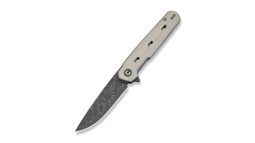 Navo Flipper Knife Ivory G10 Handle (3.25" Damascus Blade)