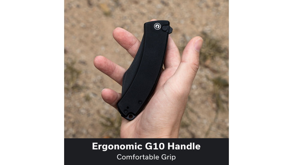 CIVIVI Outlaw Muk Flipper &amp; Button Lock Knife Black G10 Handle 3.47inch Black Stonewashed 14c28n Blade