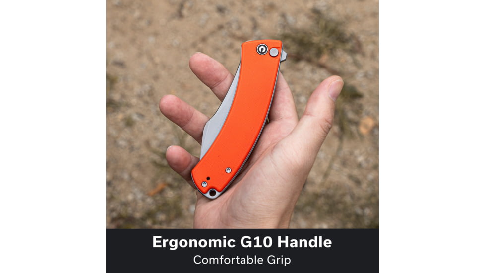 CIVIVI Outlaw Muk Flipper &amp; Button Lock Knife Orange G10 Handle 3.47inch Stonewashed 14c28n Blade