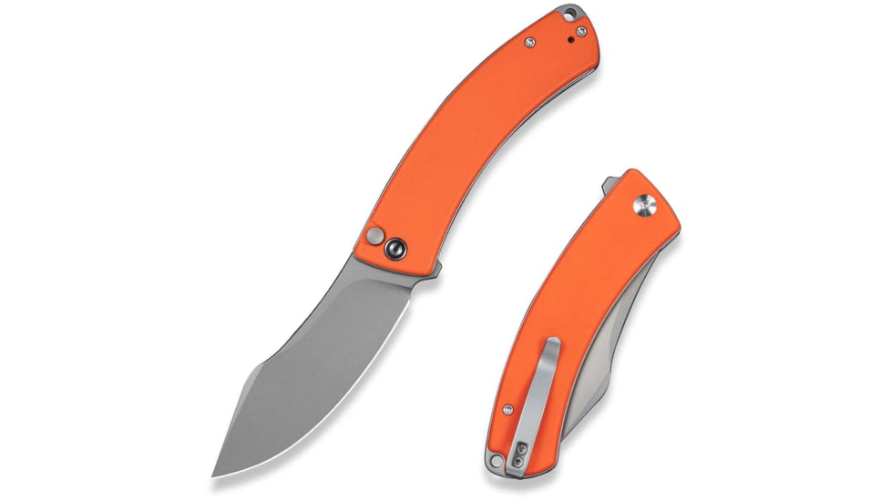 CIVIVI Outlaw Muk Flipper &amp; Button Lock Knife Orange G10 Handle 3.47inch Stonewashed 14c28n Blade