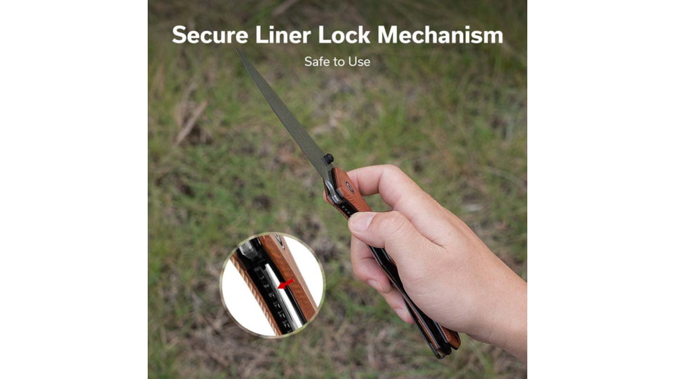 CIVIVI Photonix Flipper &amp; Thumb Stud Knife Guibourtia Wood Handle 3.7inch Damascus Blade C23081b-ds1 - C23081B-DS1