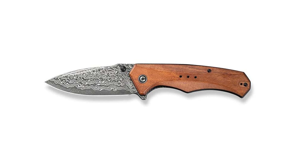 CIVIVI Photonix Flipper &amp; Thumb Stud Knife Guibourtia Wood Handle 3.7inch Damascus Blade C23081b-ds1 - C23081B-DS1