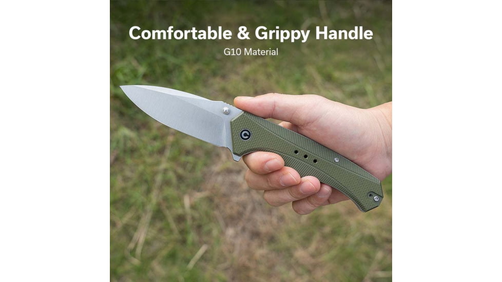 CIVIVI Photonix Flipper &amp; Thumb Stud Knife Od Green Coarse G10 Handle 3.7inch Satin Finished 14c28n Blade C23081b-2 - C23081B-2