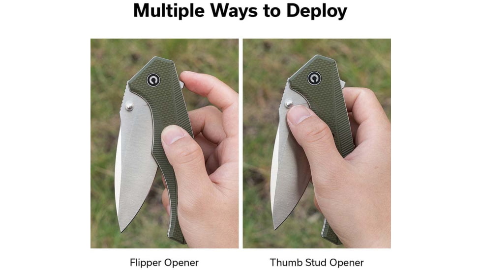 CIVIVI Photonix Flipper &amp; Thumb Stud Knife Od Green Coarse G10 Handle 3.7inch Satin Finished 14c28n Blade C23081b-2 - C23081B-2