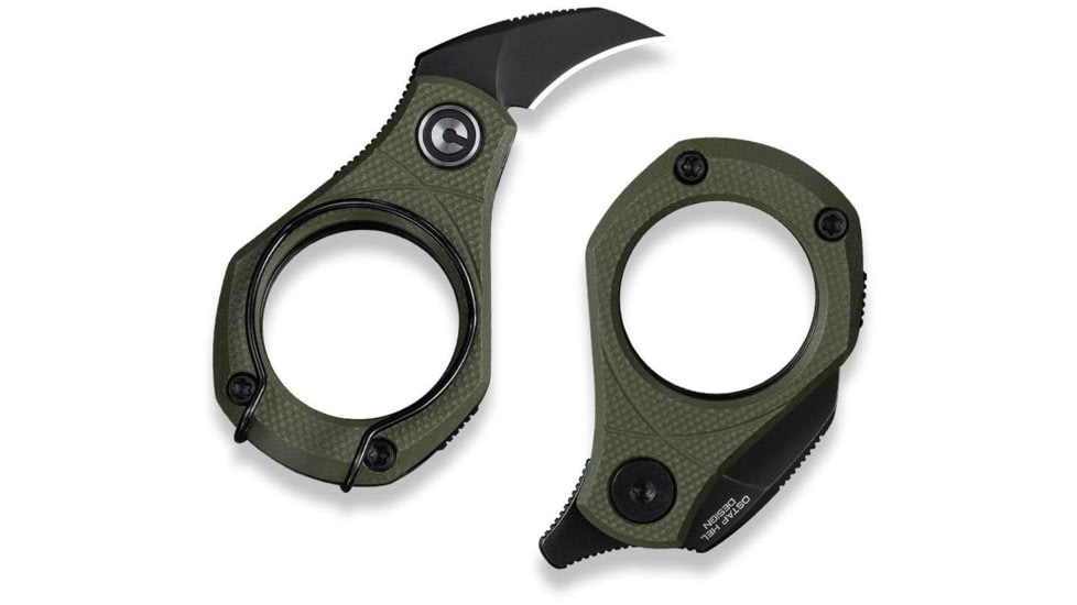 CIVIVI Pyrus Folding Knife, 0.65in, 14C28N, Hawkbill Blade, G10 OD Green Handle, C23038-4