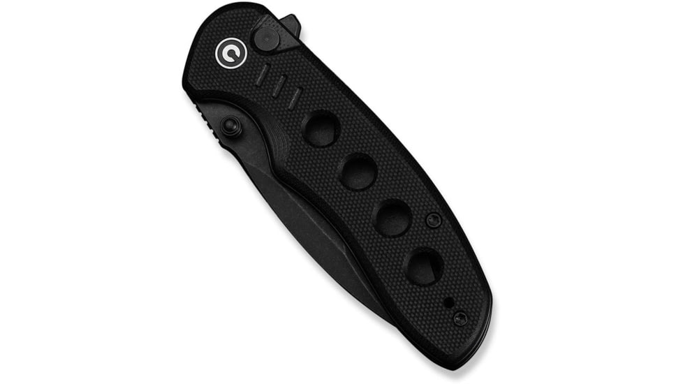 CIVIVI Triptych Flipper &amp; Thumb Stud &amp; Button Lock Knife Black G10 Handle 2.97inch Black Stonewashed 14c28n Blade - C23085B-1