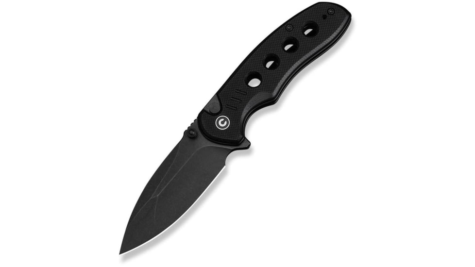 CIVIVI Triptych Flipper &amp; Thumb Stud &amp; Button Lock Knife Black G10 Handle 2.97inch Black Stonewashed 14c28n Blade - C23085B-1
