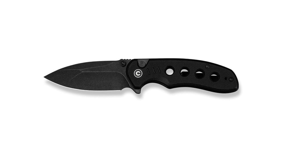 CIVIVI Triptych Flipper &amp; Thumb Stud &amp; Button Lock Knife Black G10 Handle 2.97inch Black Stonewashed 14c28n Blade - C23085B-1