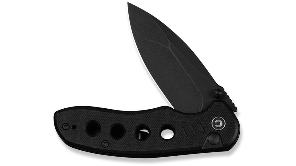 CIVIVI Triptych Flipper &amp; Thumb Stud &amp; Button Lock Knife Black G10 Handle 2.97inch Black Stonewashed 14c28n Blade - C23085B-1