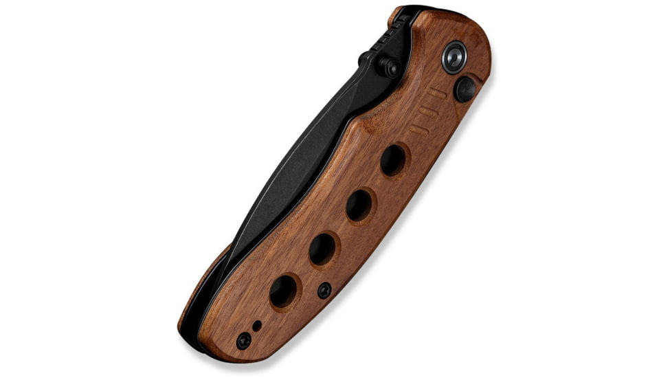 CIVIVI Triptych Flipper &amp; Thumb Stud &amp; Button Lock Knife Guibourtia Wood Handle 2.97inch Black Stonewashed 14c28n Blade - C23085B-3