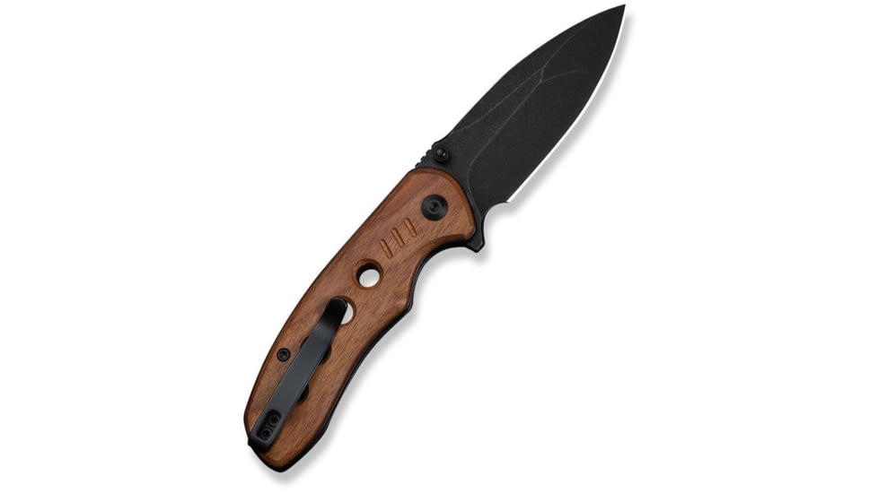 CIVIVI Triptych Flipper &amp; Thumb Stud &amp; Button Lock Knife Guibourtia Wood Handle 2.97inch Black Stonewashed 14c28n Blade - C23085B-3