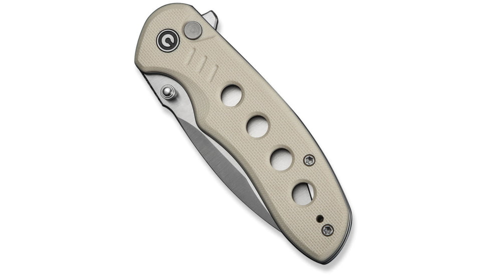 CIVIVI Triptych Flipper &amp; Thumb Stud &amp; Button Lock Knife Ivory G10 Handle 2.97inch Satin Finished 14c28n Blade - C23085B-2