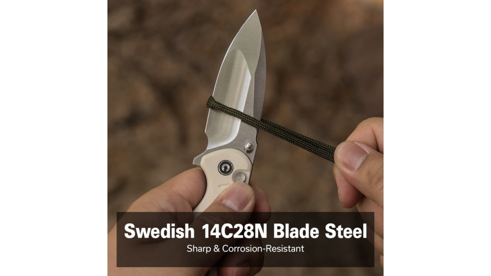 CIVIVI Triptych Flipper &amp; Thumb Stud &amp; Button Lock Knife Ivory G10 Handle 2.97inch Satin Finished 14c28n Blade - C23085B-2