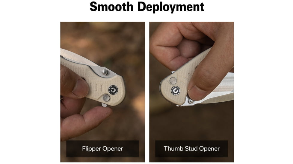 CIVIVI Triptych Flipper &amp; Thumb Stud &amp; Button Lock Knife Ivory G10 Handle 2.97inch Satin Finished 14c28n Blade - C23085B-2