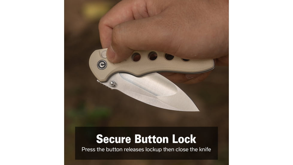 CIVIVI Triptych Flipper &amp; Thumb Stud &amp; Button Lock Knife Ivory G10 Handle 2.97inch Satin Finished 14c28n Blade - C23085B-2