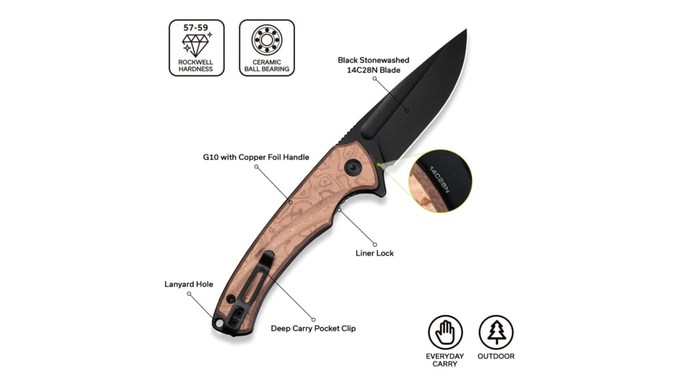 CIVIVI Voidflare Flipper Knife G10 With Copper Foil Handle 2.92inch Black Stonewashed 14c28n Blade