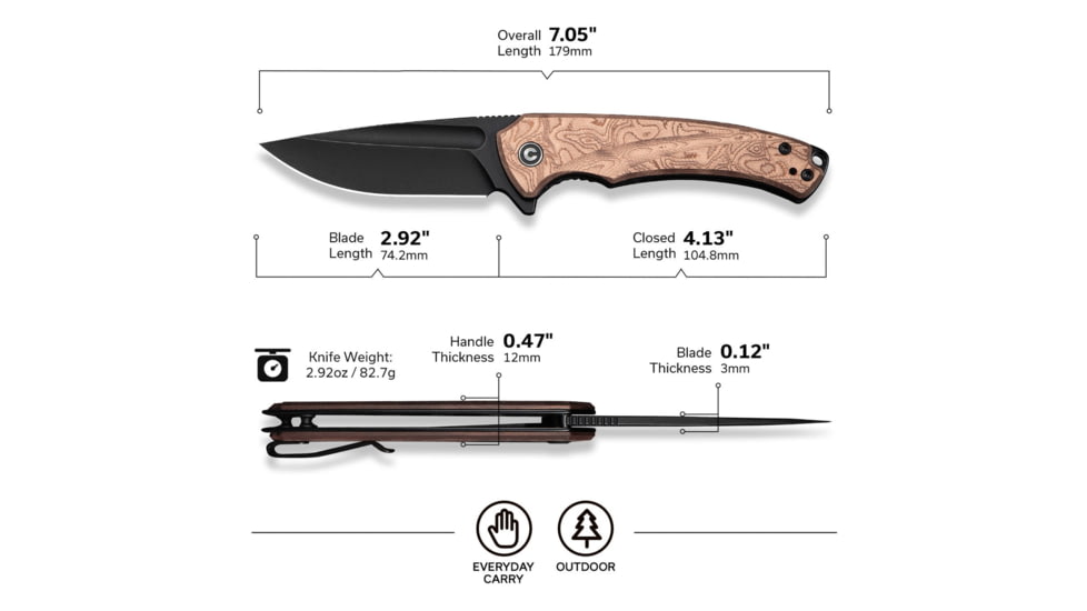 CIVIVI Voidflare Flipper Knife G10 With Copper Foil Handle 2.92inch Black Stonewashed 14c28n Blade