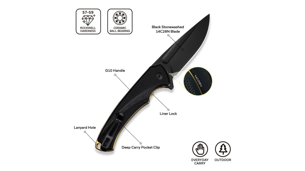 CIVIVI Voidflare Tactical Folding Knife - Model C24040-1 - Lightweight 14c28n Steel Blade With G10 Handle