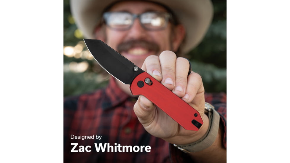 CIVIVI Yonder Thumb Stud &amp; Crossbar Lock Knife Red G10 Handle 2.88inch Black Stonewashed 14c28n Blade