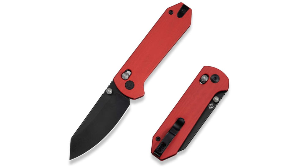 CIVIVI Yonder Thumb Stud &amp; Crossbar Lock Knife Red G10 Handle 2.88inch Black Stonewashed 14c28n Blade