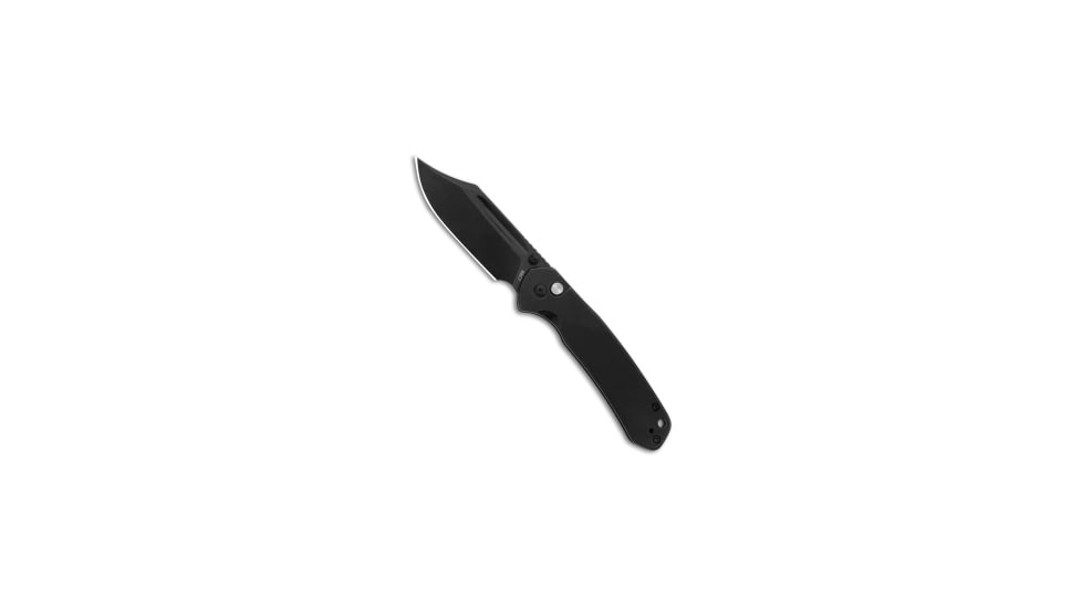 Cjrb CJRB Cutlery Pyrite Bowie Button Lock Knife Black Steel 3.1" Black SW, Black, AR-RPM9, adult, BHQ-199723