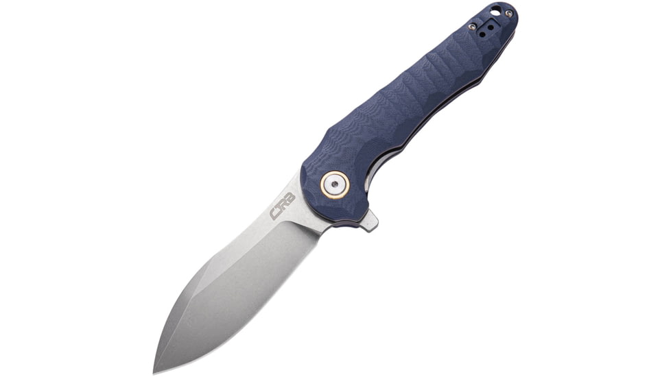 CJRB Mangrove Linerlock Blue/Gray Folding Knife, 3.5 stonewash finish D2 tool steel blade, Blue-Gray sculpted G10 handle, J1910-GYC