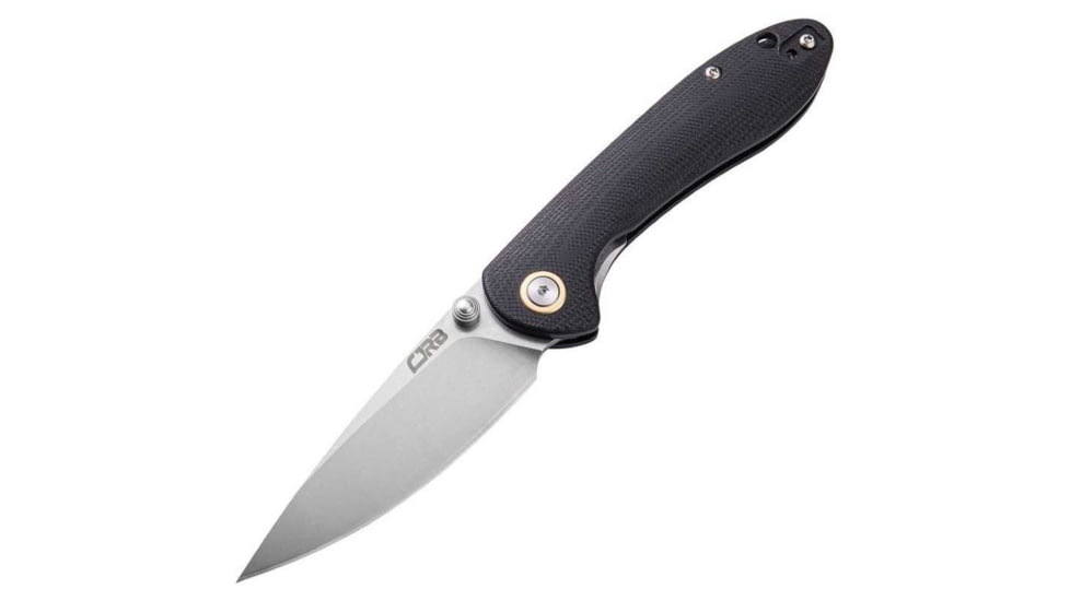 CJRB Small Feldspar Linerlock Black Folding Knife, 3 stonewash finish D2 tool steel blade, Black G10 handle, J1912S-BKC
