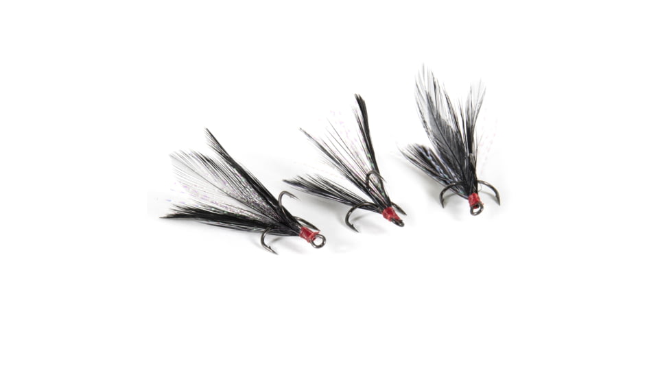 Clam Feathered Gaff Treble Size 12, Black, 3 Pack, 16835