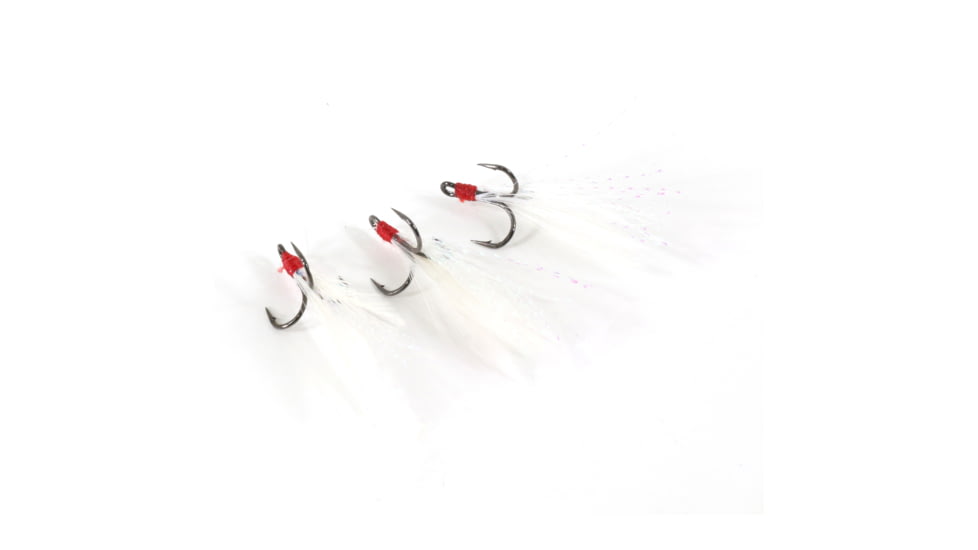 Clam Feathered Gaff Treble Size 12, White, 3 Pack, 16832