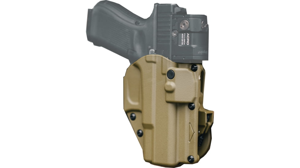 Alien Gear Holsters Rapid Force Locking Belt Slide Slim Holster, Glock 19/45 Gen 1-5/19X/19 MOS/23 Gen 1-4/44/45 MOS, Lone Wolf LTD19, Palmetto States Armory Dagger, Right Hand, With Light-Bearing, Bag Packaging, Matte Tan, RS-B-0057-TN-RH-L1-B