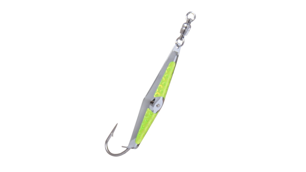Clarkspoon Spoon Squid #0 with Ball Bearing Swivel, Silver/Chartreuse Flash, Size 3, 0BB-CF