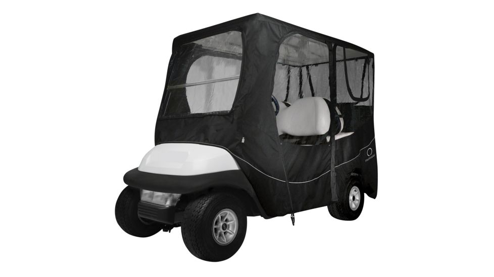 Classic Accessories Fairway Golf Cart Deluxe Enclosure, Long Roof, Black 4010558