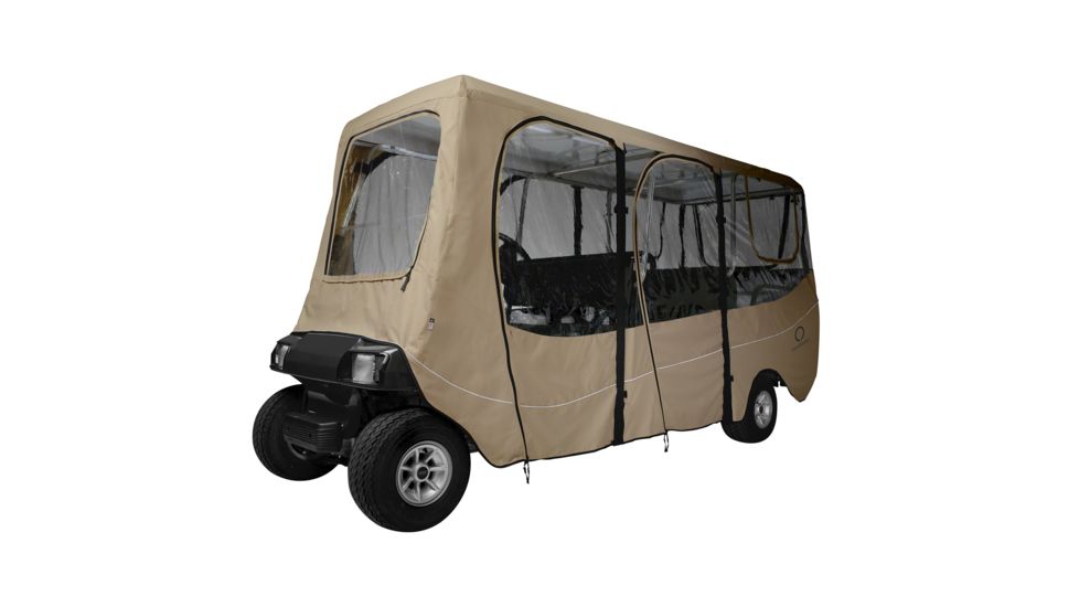 Classic Accessories Fairway Golf Cart Deluxe Enclosure, X-Long Roof, Khaki 4010559