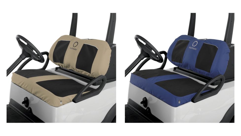 Classic Accessories Fairway Golf Cart Neoprene Bench Seat Cover, Black/Khaki, Black/Navy