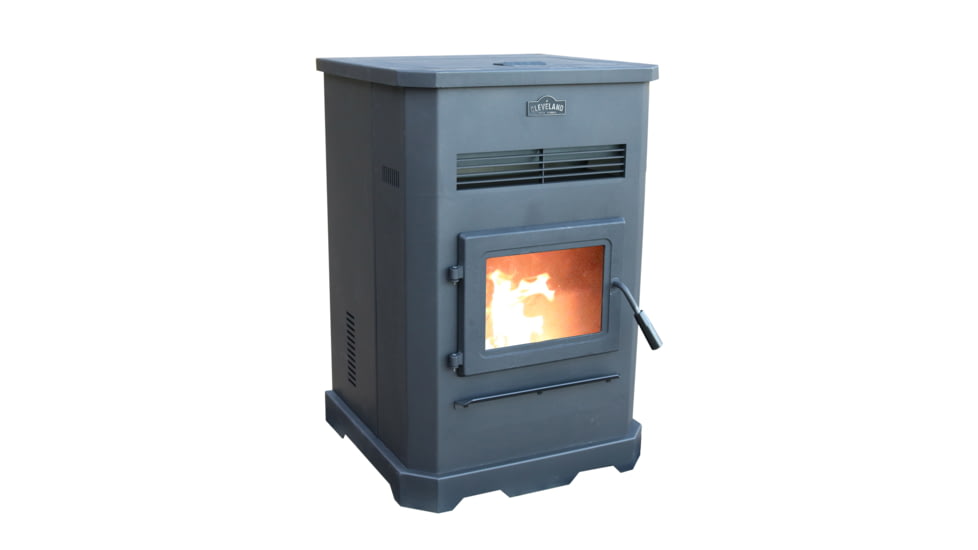 Cleveland Iron Works Large Pellet Stove - 130 lb Hopper, 36.5x24.5in, Black, F500205