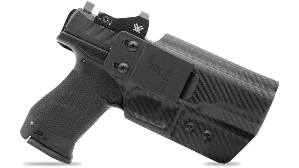 Clip &amp; Carry IWB Kydex Holster for the Walther PDP Compact &amp; Full Size 4in, Carbon Fiber Black, Right-Handed, WPDP-4-CF-BLK-R