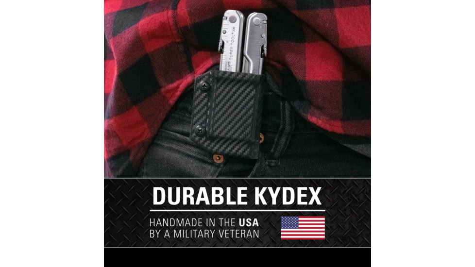Clip &amp; Carry Kydex Sheath for the Leatherman Supertool 300, Carbon Fiber Black, LST300-CF-BLK